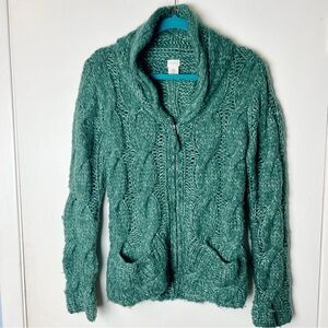 Sleeping on Snow Anthropologie Women’s Chunky Cable Knit Cardigan Zip Up - Sz. L